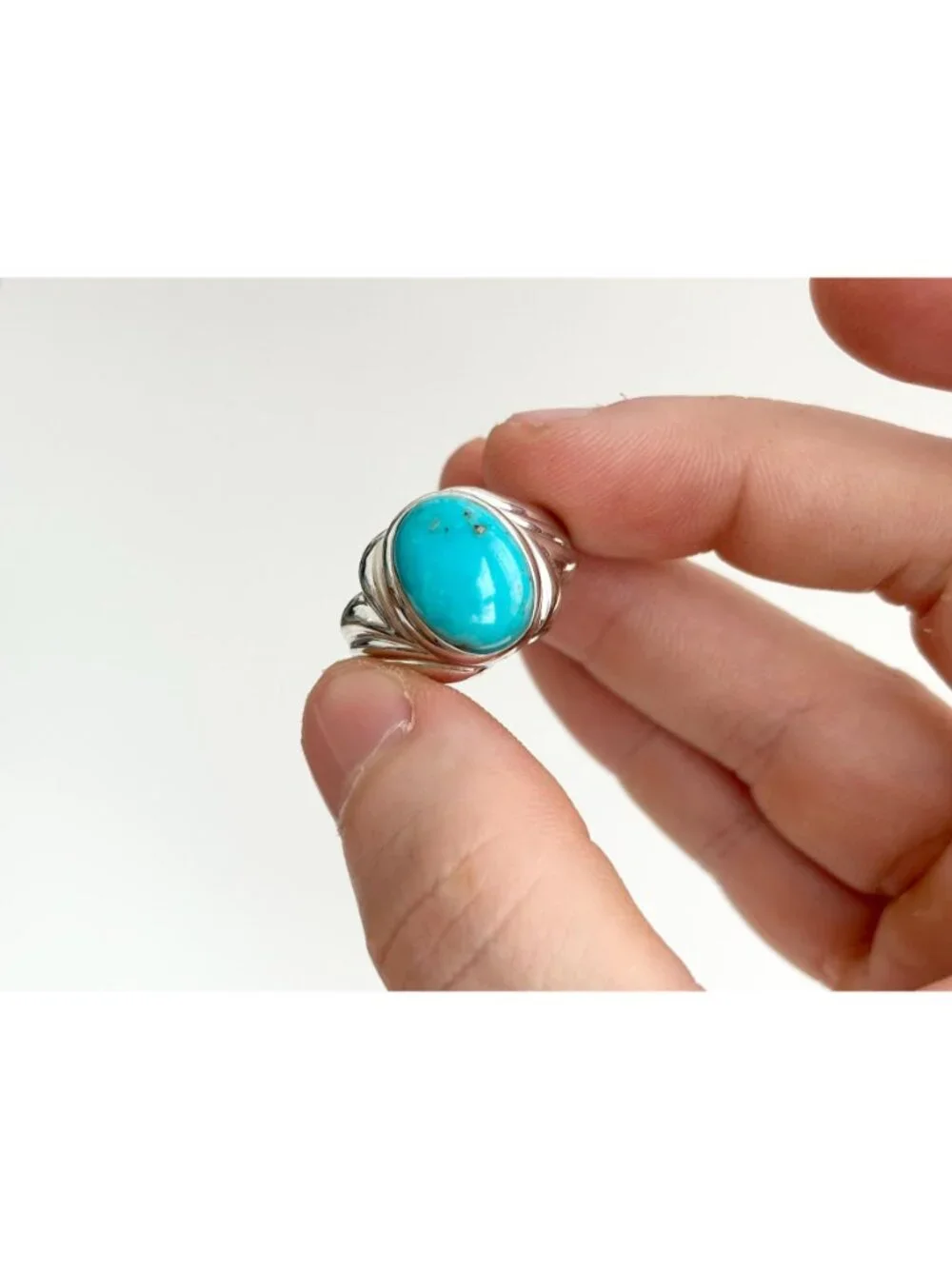 Sleeping Beauty Turquoise Stone Sterling Silver 925 Vintage Ring - sz 11.25